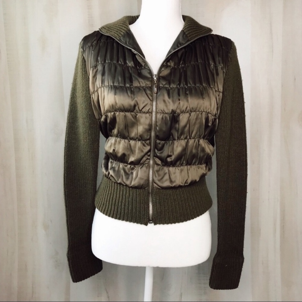 Army Green Bomber Ribbed Jacket XS